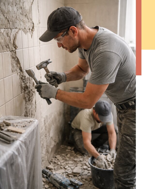 Демонтаж плитки со стен в Орехово-Зуево от 886 руб. — быстро и недорого | ОТДЕЛОЧНИК-Рхв