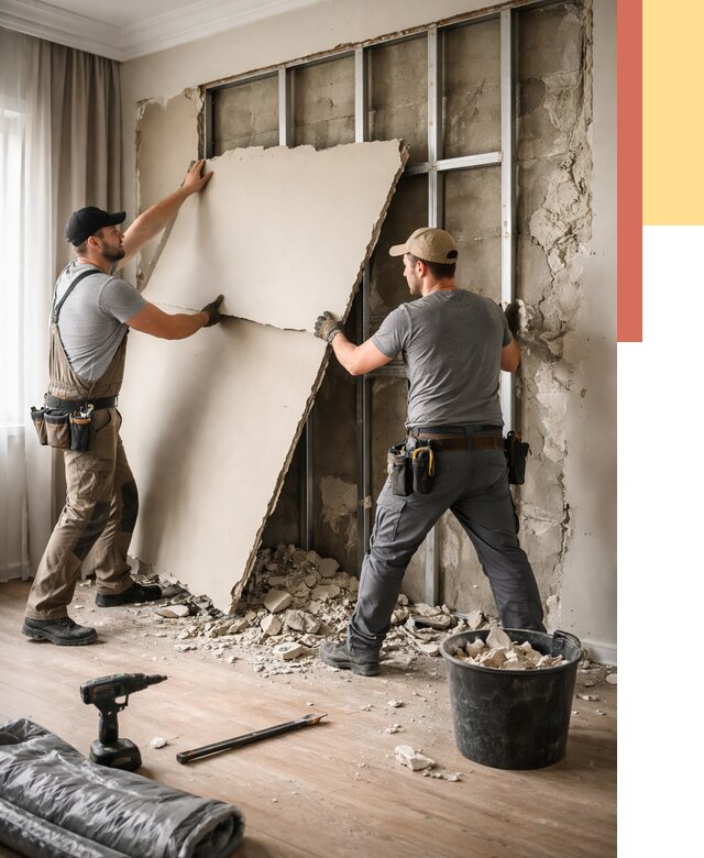 Демонтаж гипсокартона со стен в Орехово-Зуево от 365 руб. — услуги демонтажа | ОТДЕЛОЧНИК-Рхв