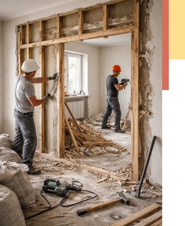 Демонтаж деревянных перегородок в Орехово-Зуево от 3334 руб. — быстро и недорого | ОТДЕЛОЧНИК-Рхв