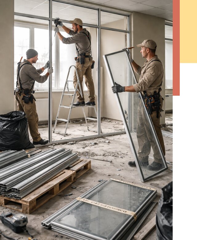 Демонтаж алюминиевых перегородок в Орехово-Зуево от 4376 руб. — быстро и недорого | ОТДЕЛОЧНИК-Рхв