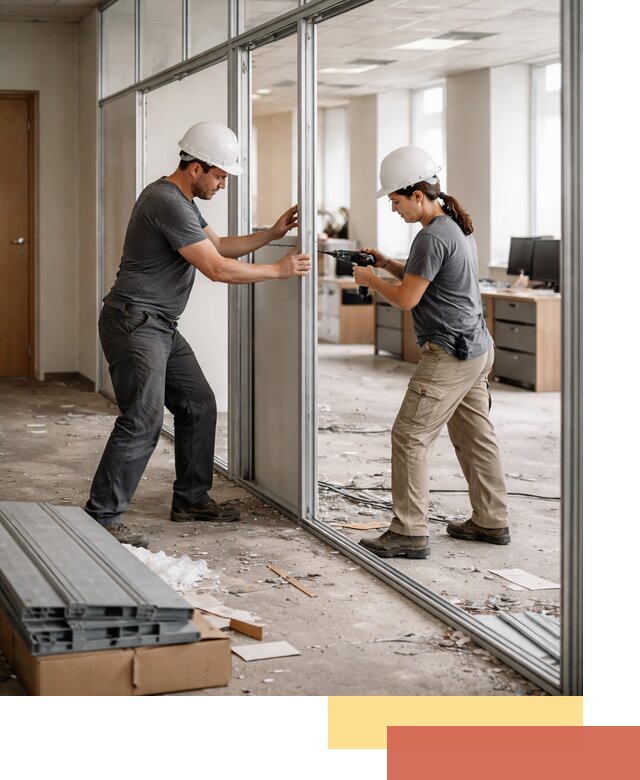 Демонтаж алюминиевых перегородок в Орехово-Зуево быстро и аккуратно