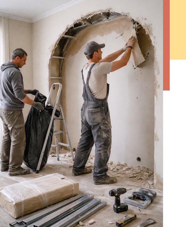 Демонтаж арки из гипсокартона в Орехово-Зуево от 3647 руб. — услуги под ключ | ОТДЕЛОЧНИК-Рхв