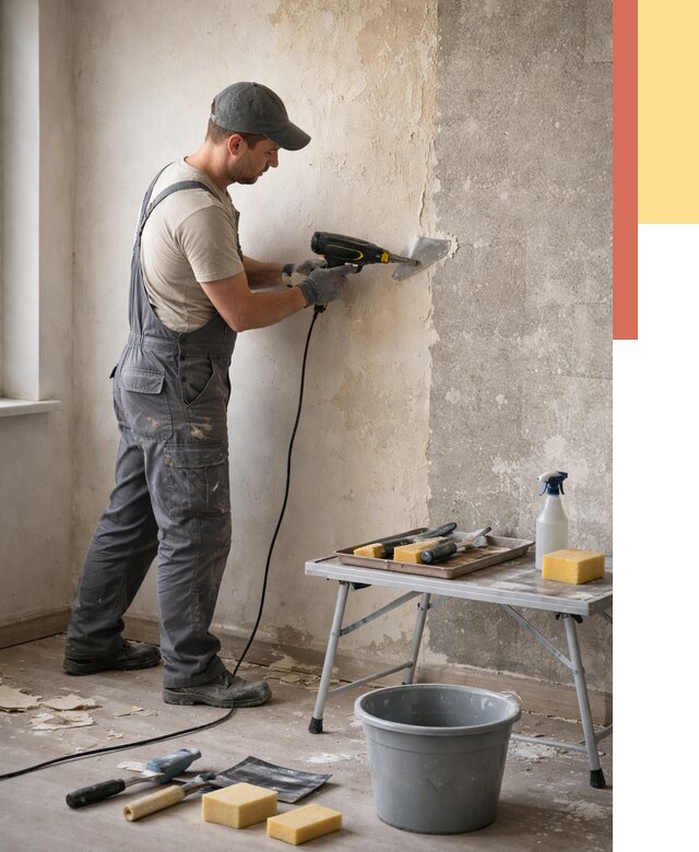 Очистка стен от клея в Орехово-Зуево от 1928 руб. — снятие и удаление клея со стен | ОТДЕЛОЧНИК-Рхв