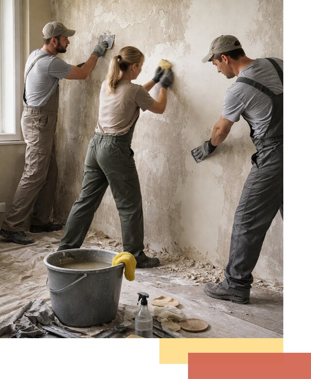 Очистка стен от клея и грунтовки в Орехово-Зуево качественно и быстро