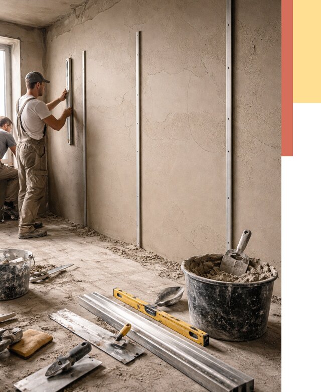 Штукатурка стен по маякам в Орехово-Зуево от 5731 руб./м² — выравнивание под ключ | ОТДЕЛОЧНИК-Рхв