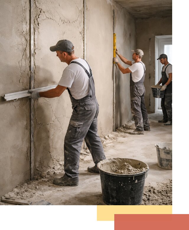 Штукатурка стен по маякам в Орехово-Зуево — точная и ровная поверхность