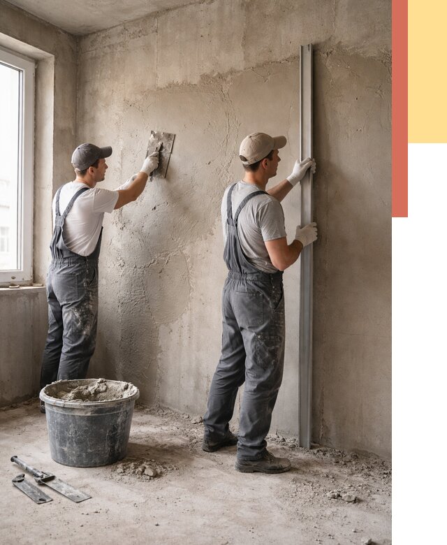 Штукатурка бетонных стен в Орехово-Зуево от 4689 руб/м² — качественно и быстро | ОТДЕЛОЧНИК-Рхв