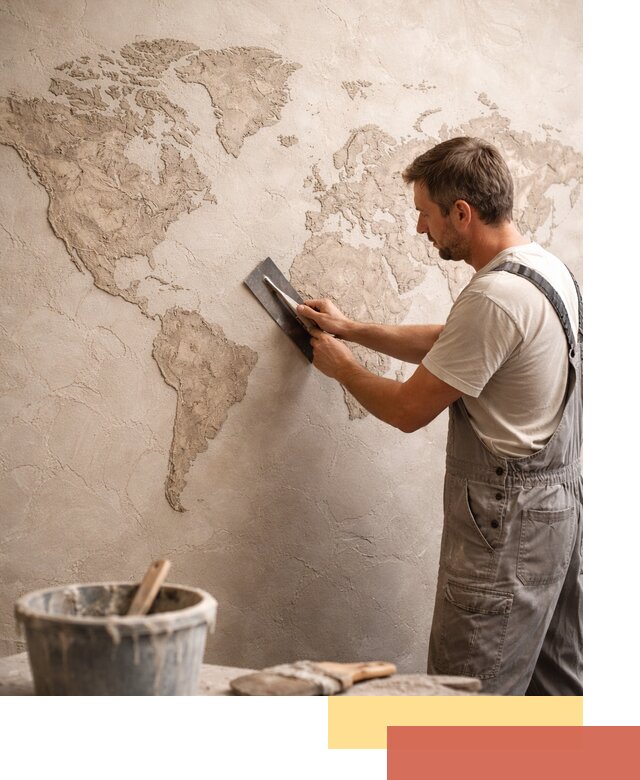 Декоративная штукатурка «Карта мира» под ключ в Орехово-Зуево