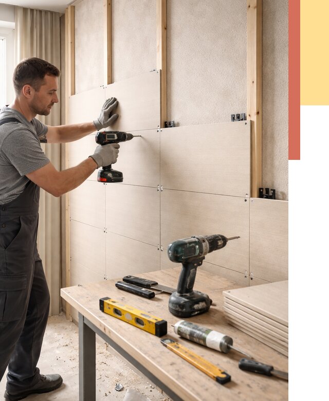 Монтаж МДФ панелей на стены в Орехово-Зуево от 1303 руб. под ключ | ОТДЕЛОЧНИК-Рхв