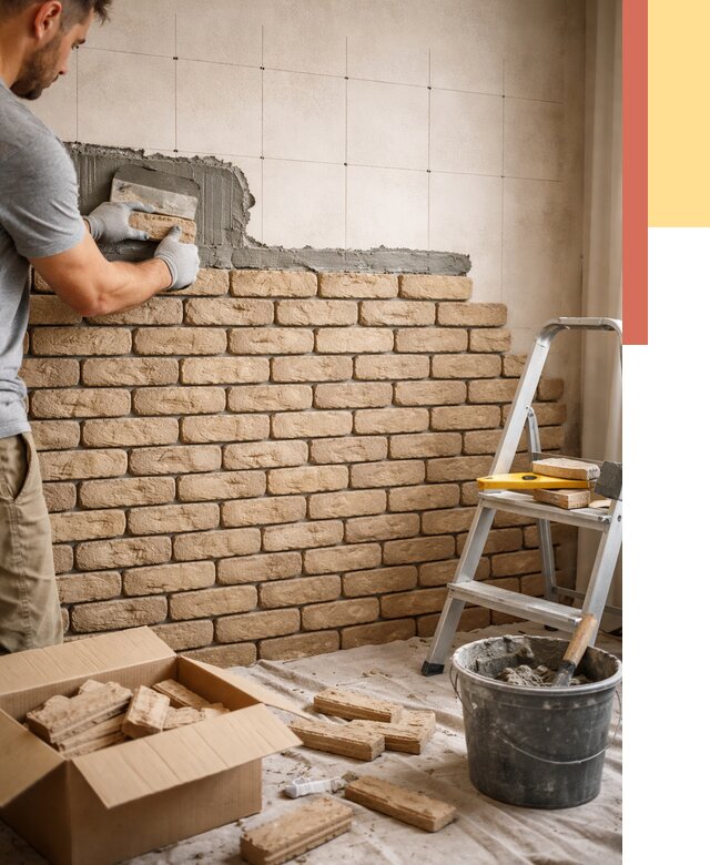 Монтаж декоративного кирпича в Орехово-Зуево от 3334 руб./м² — быстро и недорого | ОТДЕЛОЧНИК-Рхв