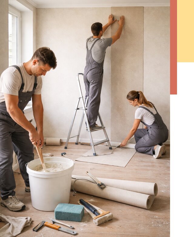 Оклейка стен обоями в Орехово-Зуево от 3647 руб/м2 — быстро и недорого | ОТДЕЛОЧНИК-Рхв