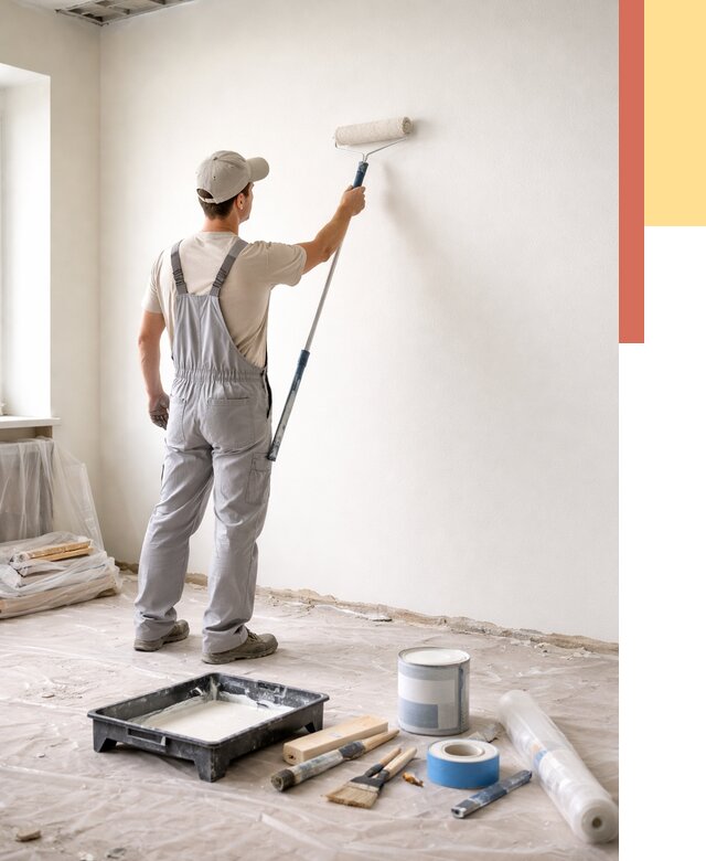 Покраска стен водоэмульсионной краской в Орехово-Зуево от 469 руб. за м² | ОТДЕЛОЧНИК-Рхв