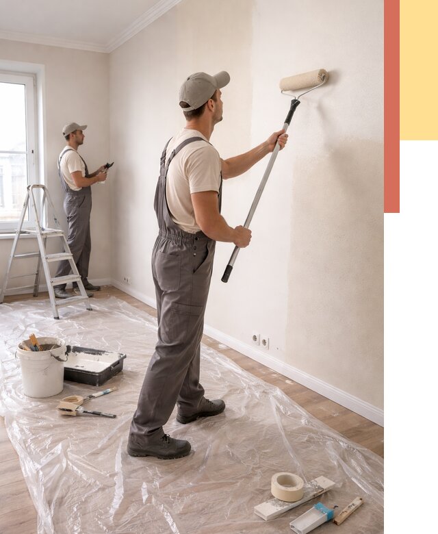 Покраска стен акриловой краской в Орехово-Зуево от 3647 руб./м² — быстро и недорого | ОТДЕЛОЧНИК-Рхв