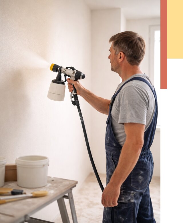 Покраска стен краскопультом в Орехово-Зуево от 7815 руб. — механизированная покраска | ОТДЕЛОЧНИК-Рхв