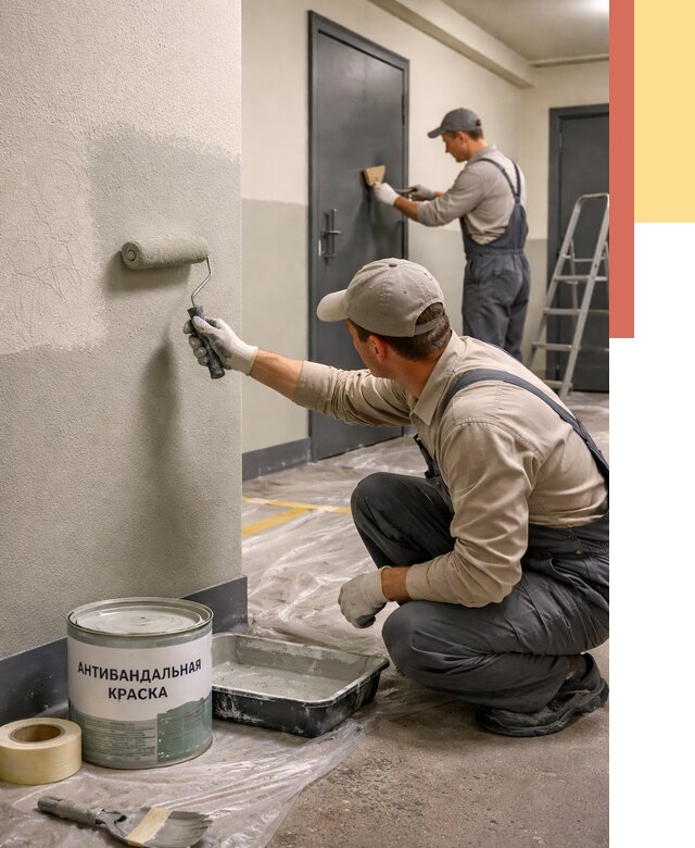 Покраска стен антивандальной краской в Орехово-Зуево от 4689 руб./м² под ключ | ОТДЕЛОЧНИК-Рхв