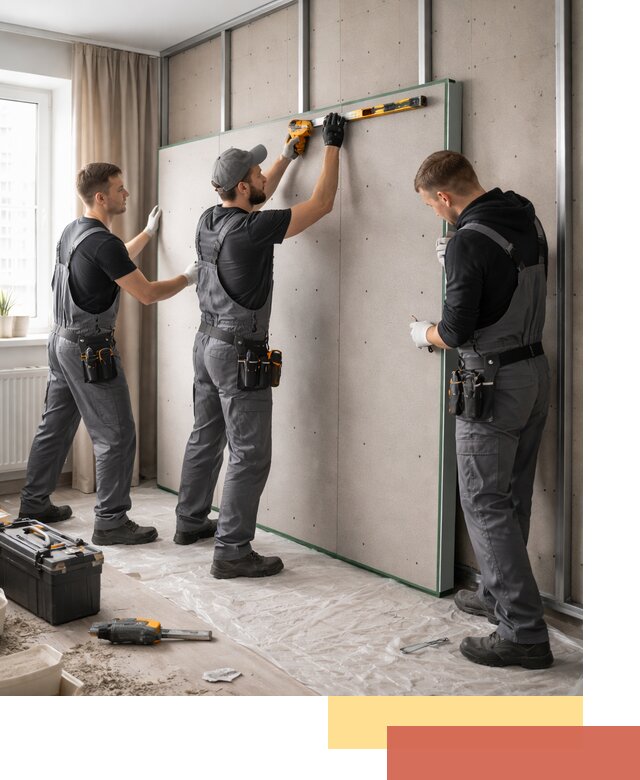 Шумоизоляция стен панелями ЗИПС в Орехово-Зуево для жилых и коммерческих помещений