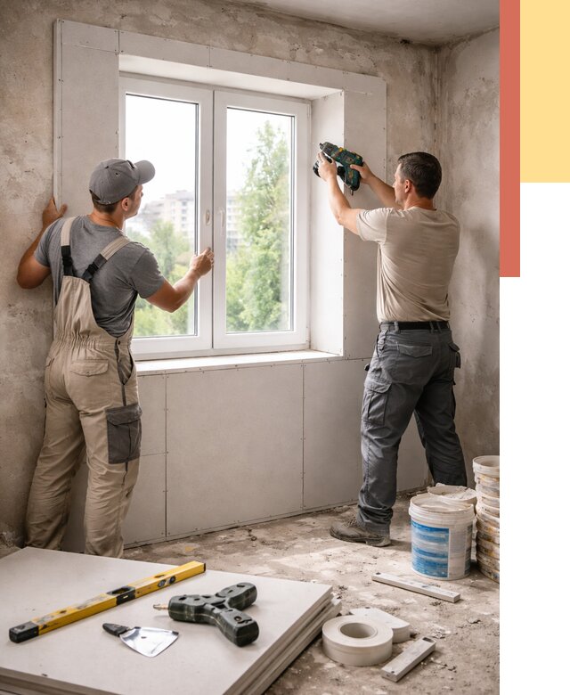 Монтаж откосов из гипсокартона в Орехово-Зуево от 4689 руб. под ключ | ОТДЕЛОЧНИК-Рхв