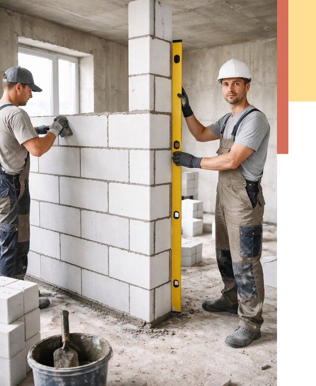 Кладка перегородок из пеноблока в Орехово-Зуево от 1876 руб. под ключ | ОТДЕЛОЧНИК-Рхв