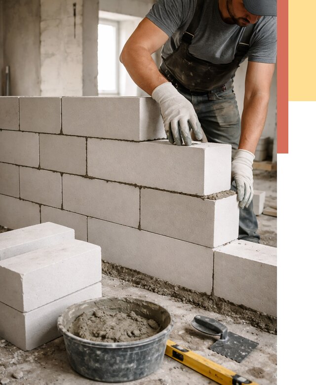 Кладка перегородок из силикатного блока в Орехово-Зуево от 4168 руб. под ключ | ОТДЕЛОЧНИК-Рхв