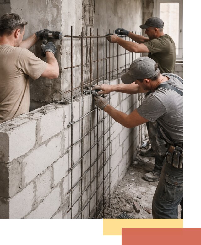 Армирование кладки перегородок в Орехово-Зуево профессионально и надёжно