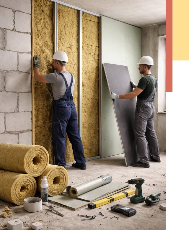 Шумоизоляция перегородок из блоков в Орехово-Зуево от 1928 руб./м² — быстро и недорого | ОТДЕЛОЧНИК-Рхв