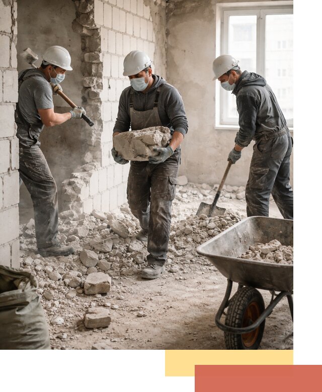 Демонтаж блочных перегородок в Орехово-Зуево быстро и аккуратно