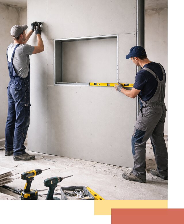 Перегородка из гипсокартона с нишей под декор в Орехово-Зуево