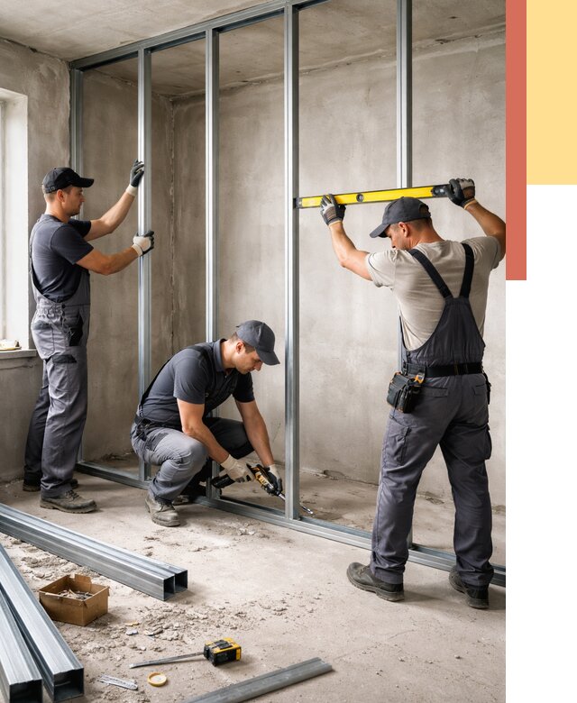 Монтаж каркаса перегородки из профиля в Орехово-Зуево от 782 руб. | ОТДЕЛОЧНИК-Рхв