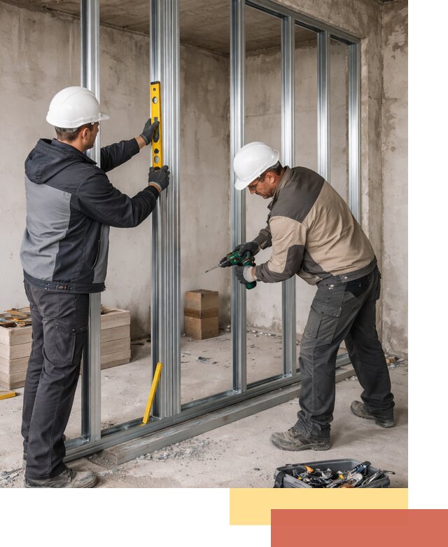 Монтаж каркаса перегородки из профиля в Орехово-Зуево