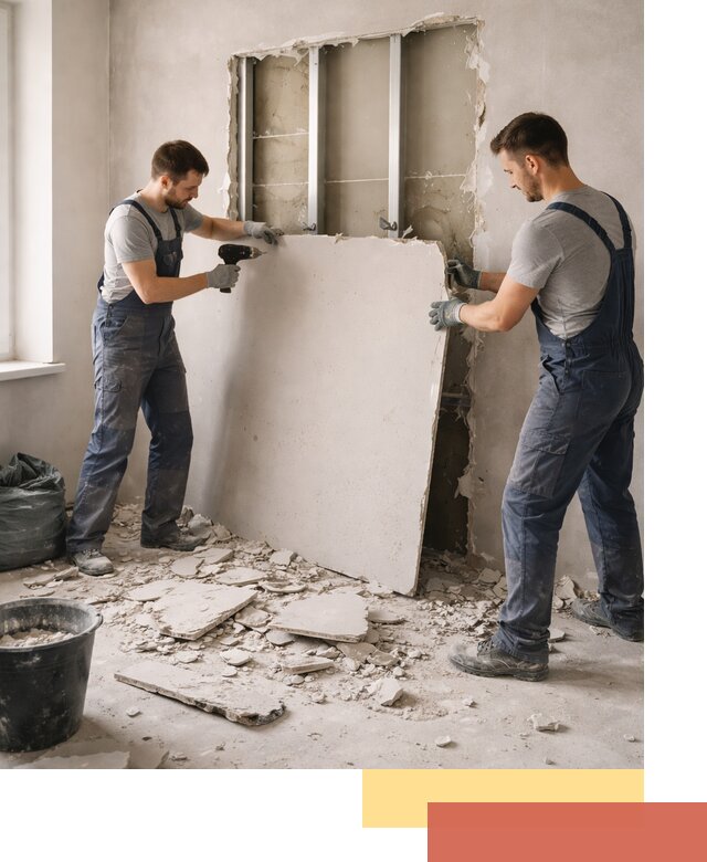 Демонтаж перегородки из гипсокартона в Орехово-Зуево быстрый и аккуратный