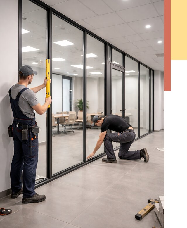 Каркасные стеклянные перегородки в Орехово-Зуево под ключ от 9586 руб. | ОТДЕЛОЧНИК-Рхв