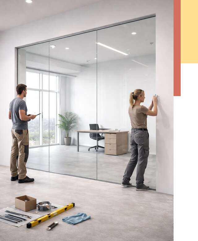 Перегородки из закаленного стекла в Орехово-Зуево от 9899 руб. под ключ | ОТДЕЛОЧНИК-Рхв