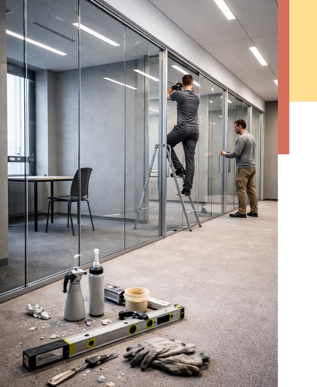 Стеклянные офисные перегородки в Орехово-Зуево от 8857 руб. — монтаж и установка | ОТДЕЛОЧНИК-Рхв