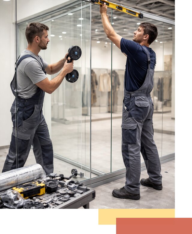 Стеклянные перегородки для магазинов в Орехово-Зуево — монтаж и установка