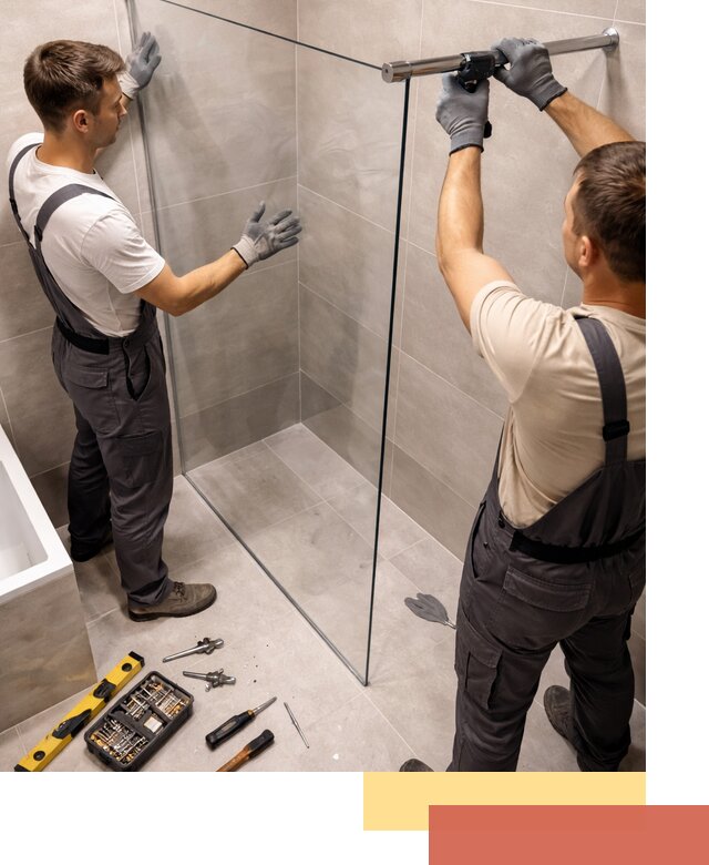 Стеклянные перегородки для душа в Орехово-Зуево — изготовление и монтаж