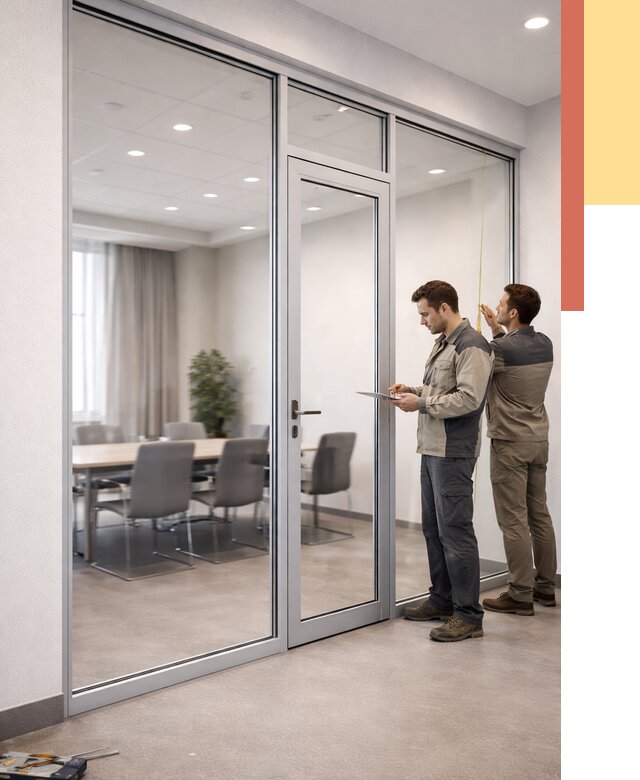 Установка и монтаж алюминиевых перегородок со стеклом в Орехово-Зуево от 8544 руб. | ОТДЕЛОЧНИК-Рхв