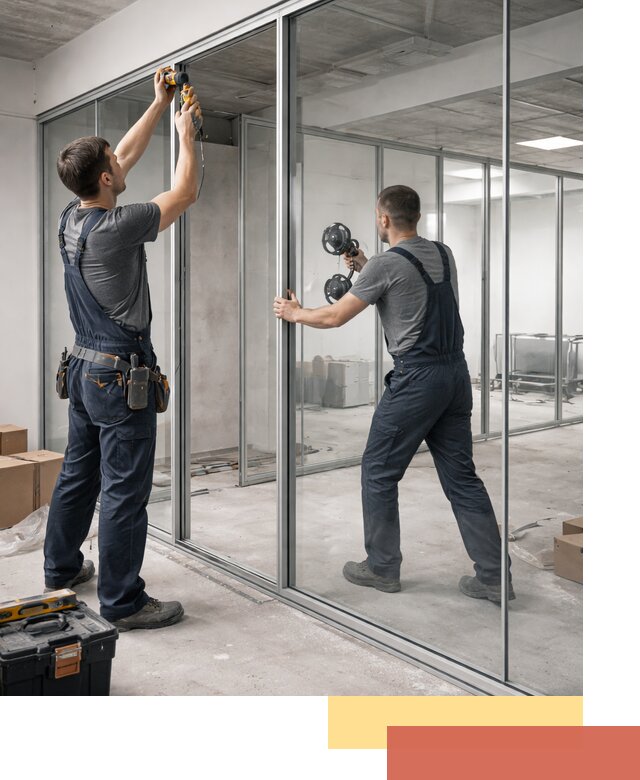 Алюминиевые перегородки со стеклом в Орехово-Зуево — изготовление и монтаж