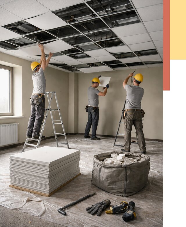 Демонтаж потолка Армстронг в Орехово-Зуево от 4689 руб. быстро и недорого | ОТДЕЛОЧНИК-Рхв