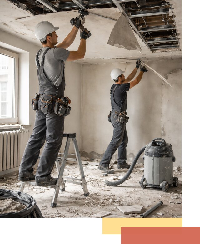 Демонтаж гипсокартонного потолка в Орехово-Зуево быстро и аккуратно