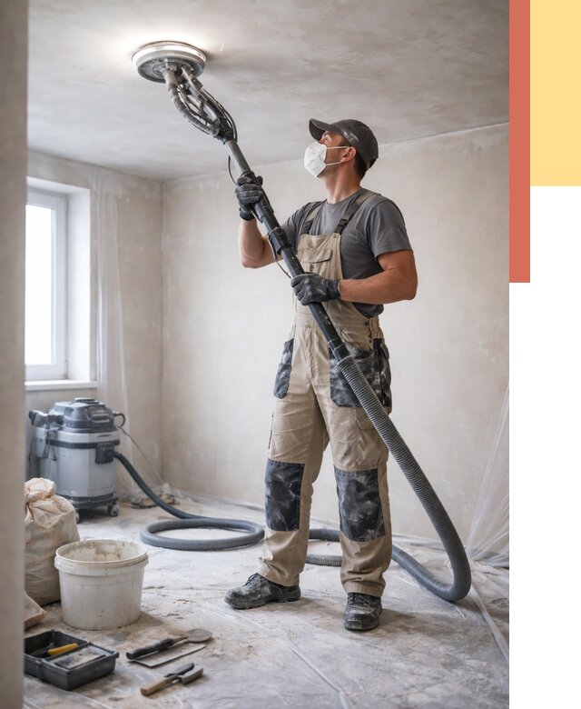 Шлифовка потолка в Орехово-Зуево от 3647 руб. — услуги шлифования потолка | ОТДЕЛОЧНИК-Рхв