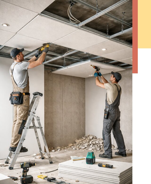 Монтаж акустического потолка в Орехово-Зуево от 6773 руб/м2 — быстро и недорого | ОТДЕЛОЧНИК-Рхв