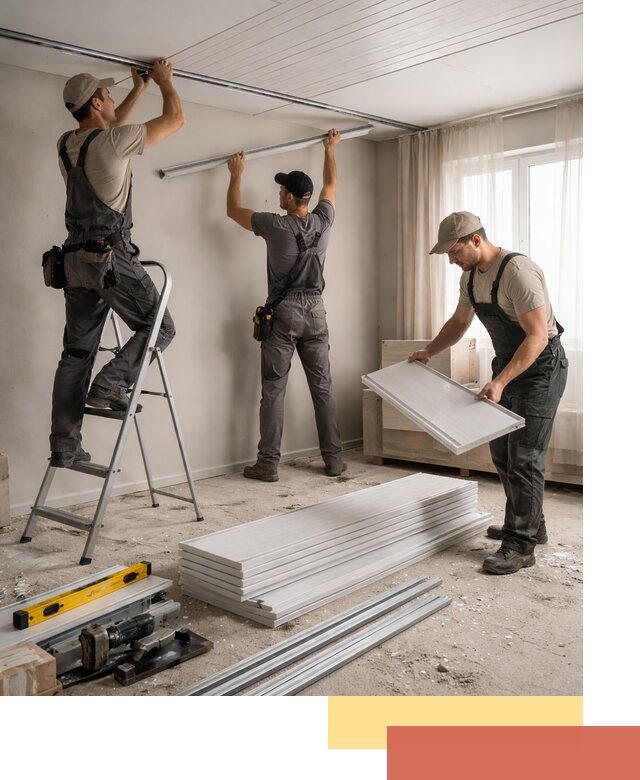 Монтаж потолка из ПВХ панелей в Орехово-Зуево оперативно и качественно