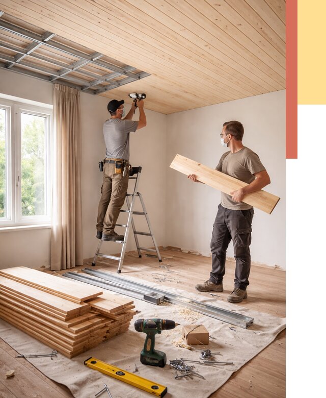 Монтаж потолка из вагонки в Орехово-Зуево от 6773 руб. | Быстро и недорого — ОТДЕЛОЧНИК-Рхв