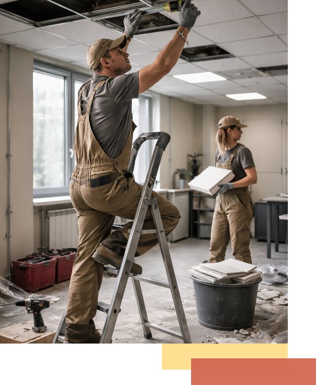 Ремонт потолка Армстронг и замена плит в Орехово-Зуево