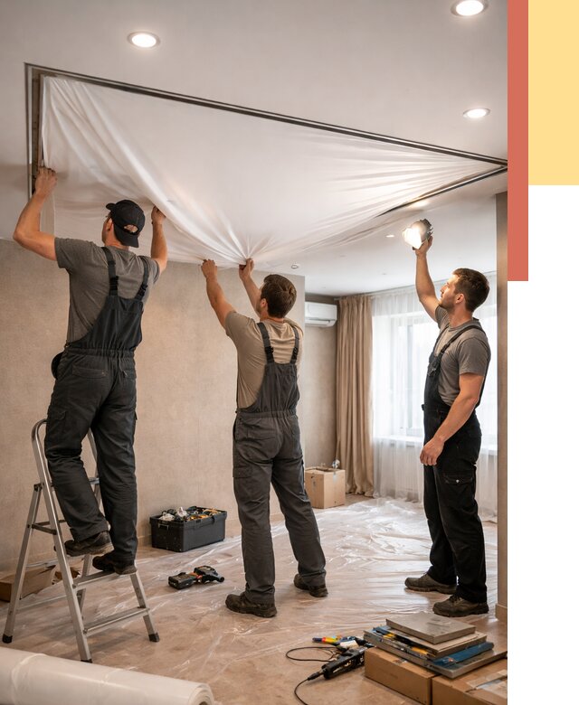 Монтаж ПВХ натяжного потолка в Орехово-Зуево от 3647 руб. под ключ | ОТДЕЛОЧНИК-Рхв