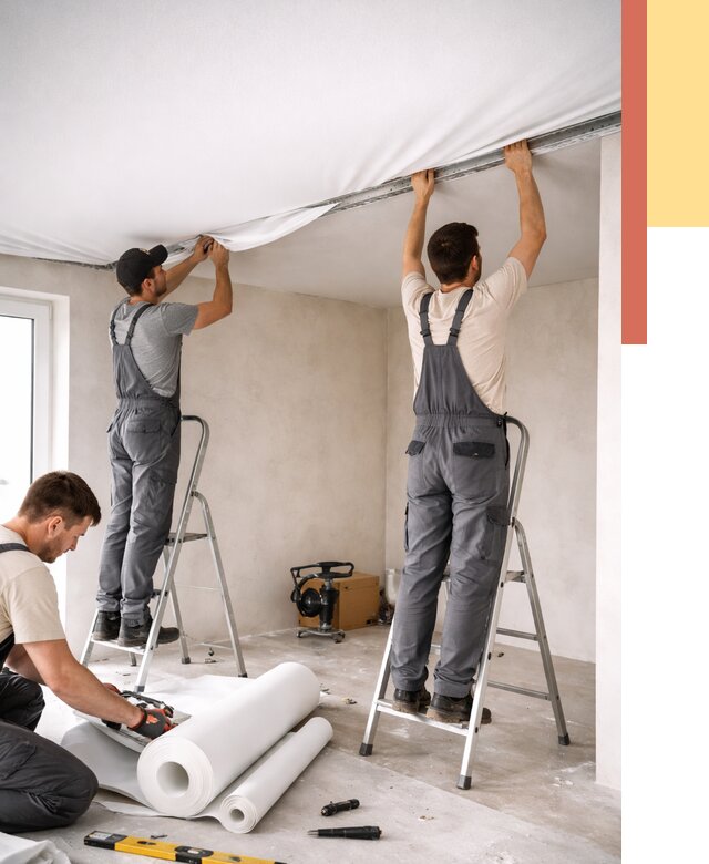 Монтаж тканевого натяжного потолка в Орехово-Зуево от 3647 руб. под ключ | ОТДЕЛОЧНИК-Рхв