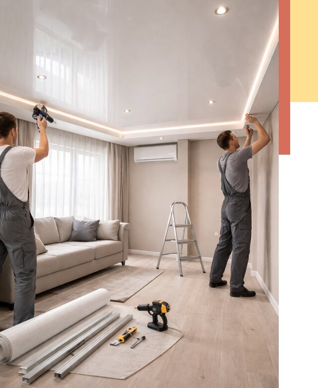 Монтаж глянцевого натяжного потолка в Орехово-Зуево от 782 руб. под ключ | ОТДЕЛОЧНИК-Рхв