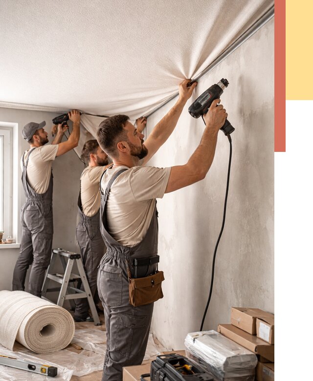 Монтаж фактурного натяжного потолка в Орехово-Зуево от 782 руб. — ОТДЕЛОЧНИК-Рхв