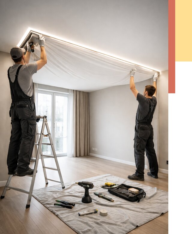 Монтаж парящего натяжного потолка в Орехово-Зуево от 4689 руб. быстро и недорого | ОТДЕЛОЧНИК-Рхв