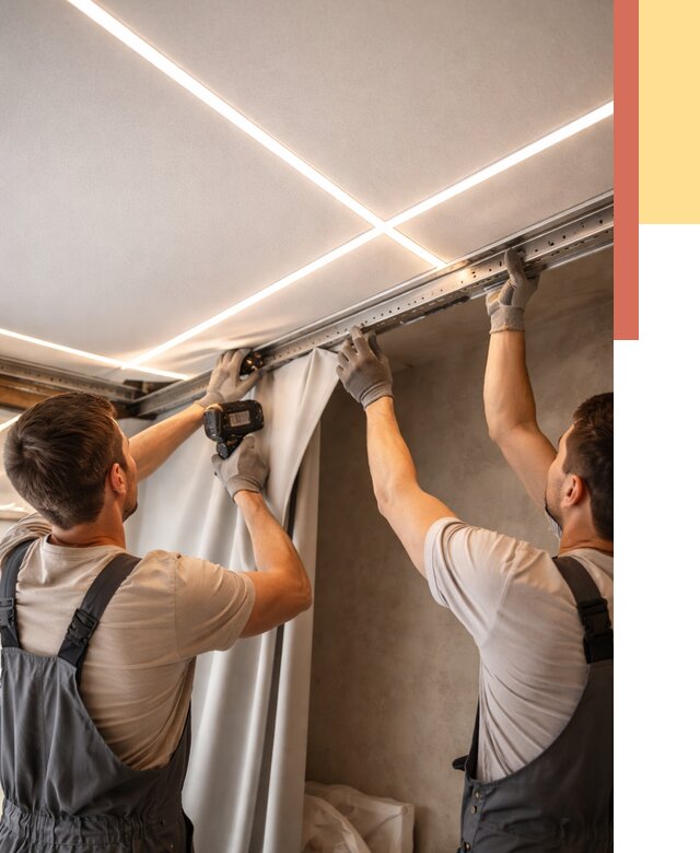 Монтаж натяжного потолка со световыми линиями в Орехово-Зуево от 1250 руб. | ОТДЕЛОЧНИК-Рхв